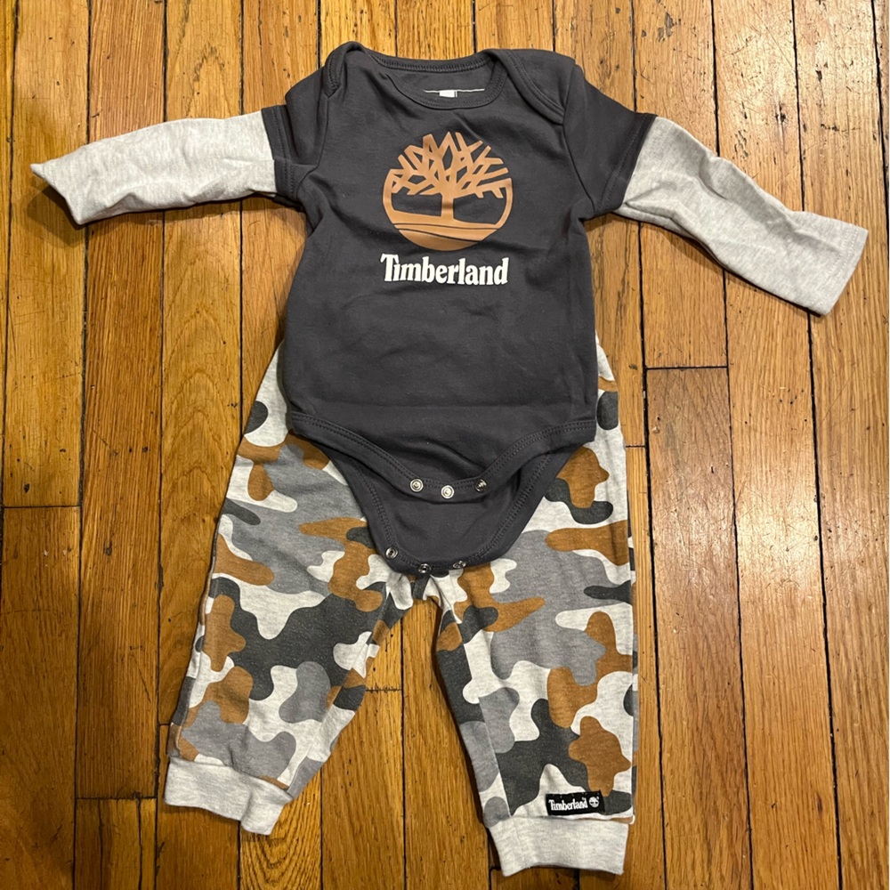 Timberland Baby Bodysuit and Camo Pants Set